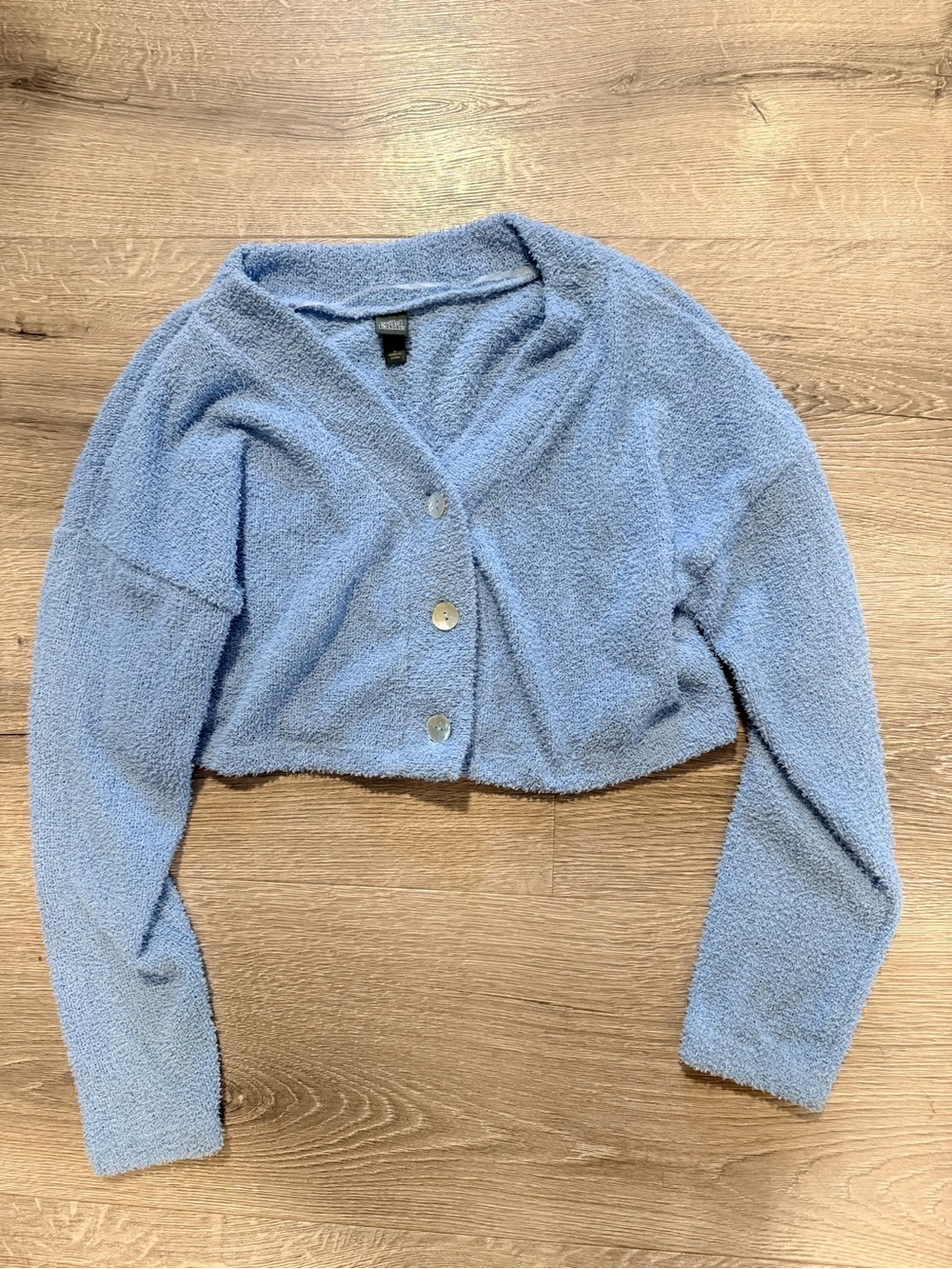 Wild Fable Pale Blue Cropped Textured Knit Cardigan